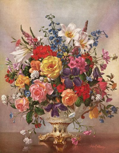 Vase of Flowers in a Porcelain Jug by Albert Williams